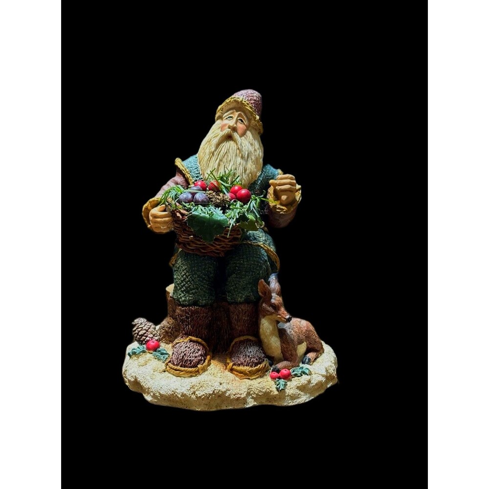 Vintage Old World Or Folk Art Style Santa With Natural, Rustic Appearance , Dear